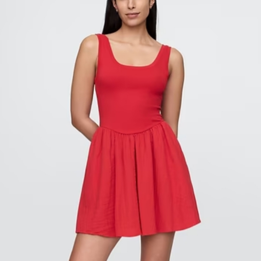 Cotton Gauze Mixed Media Mini Tank Dress